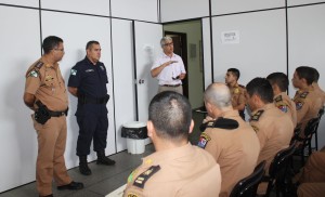 Durante a explanação, os futuros oficiais puderam verificar  como funciona a estrutura conjunta entre a GMP e a PM em Pinhais